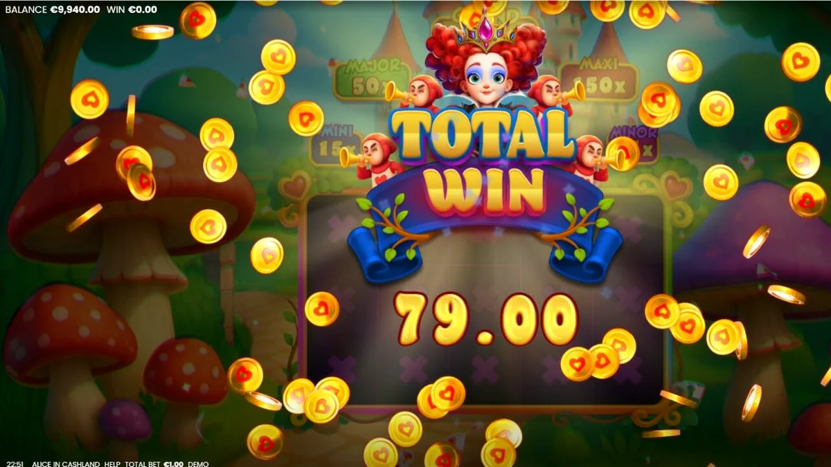 Tampilan visual slot Alice in Cashland dengan tema Wonderland